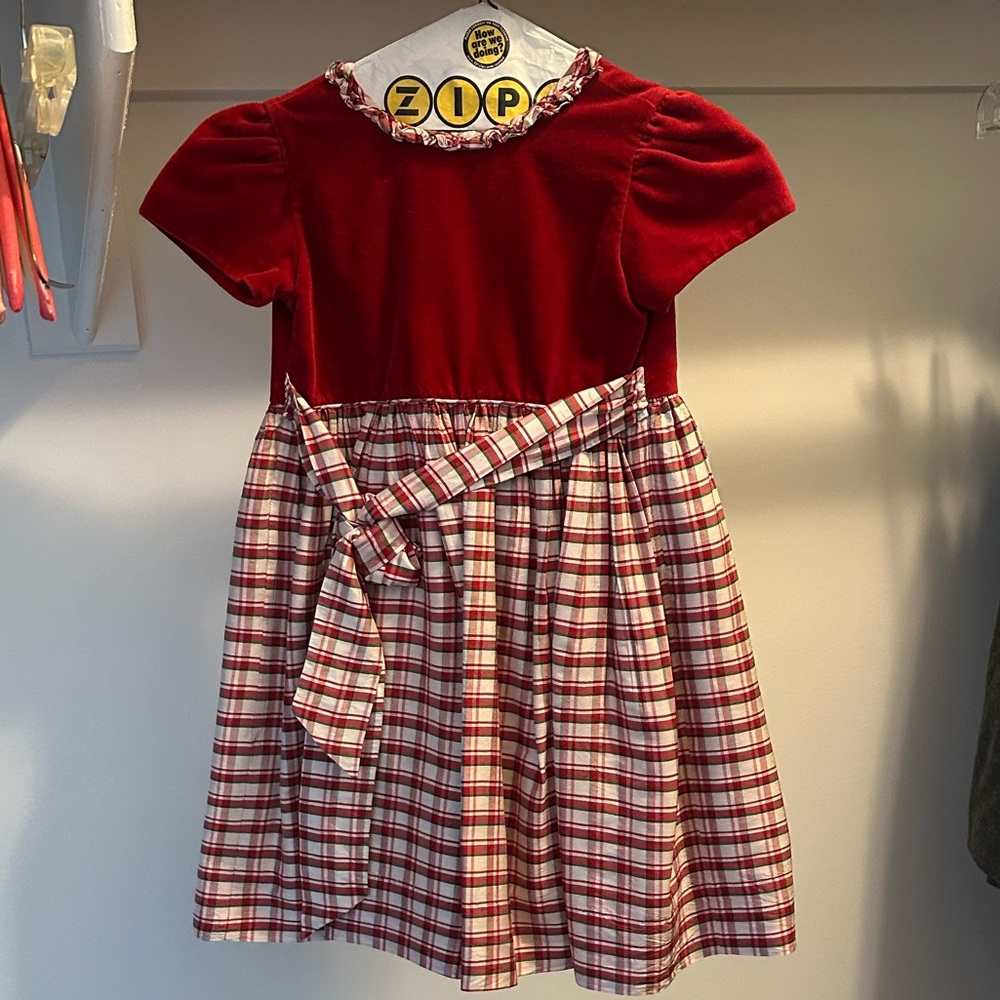Red and White Plaid Kids Formal Dress